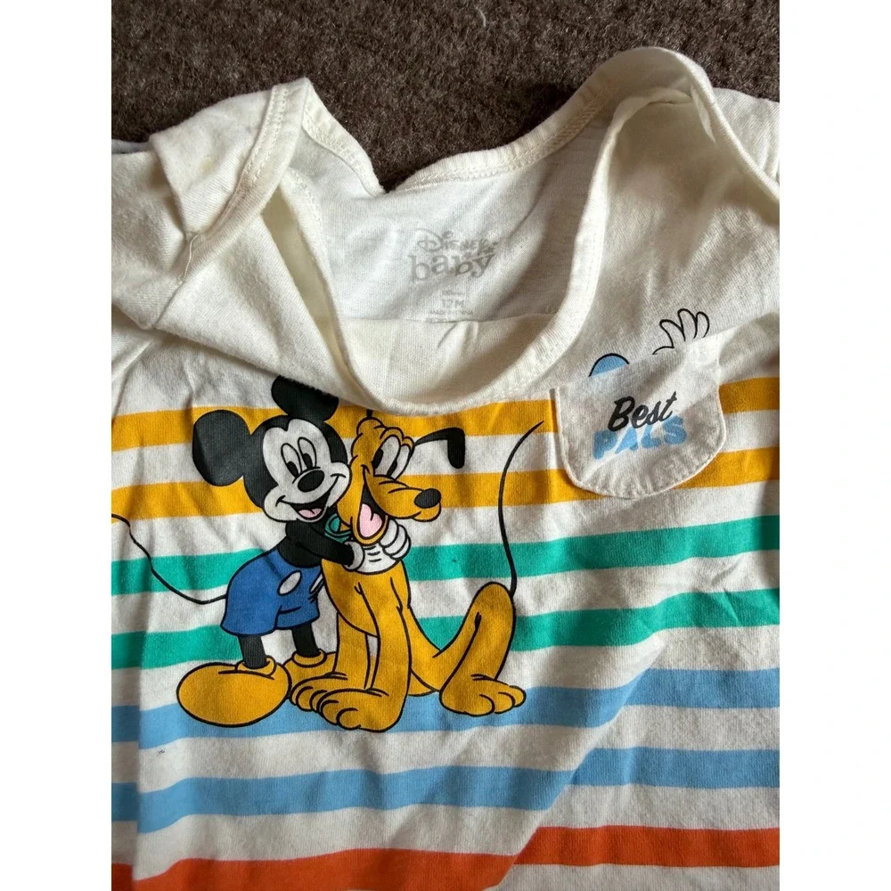 Disney Baby Mickey Mouse Pluto Donald Duck 3 Piece Shirt and Pants Set 12M